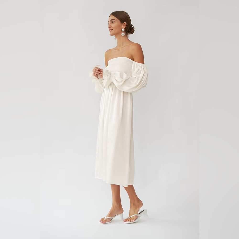 Sleeper Atlanta Off-The-Shoulder Silk Midi Dress - Picture 5 of 10